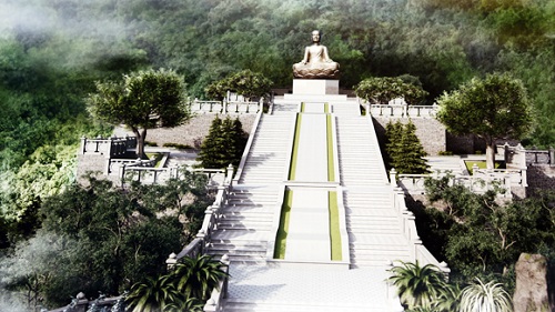Phối cảnh tượng Phật hoàng trên đỉnh An Kỳ Sinh sau khi hoàn thiện
            